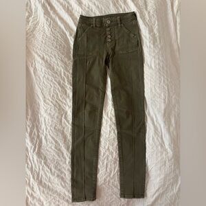 American Eagle Outfitters Green Khaki High-Rise Pants